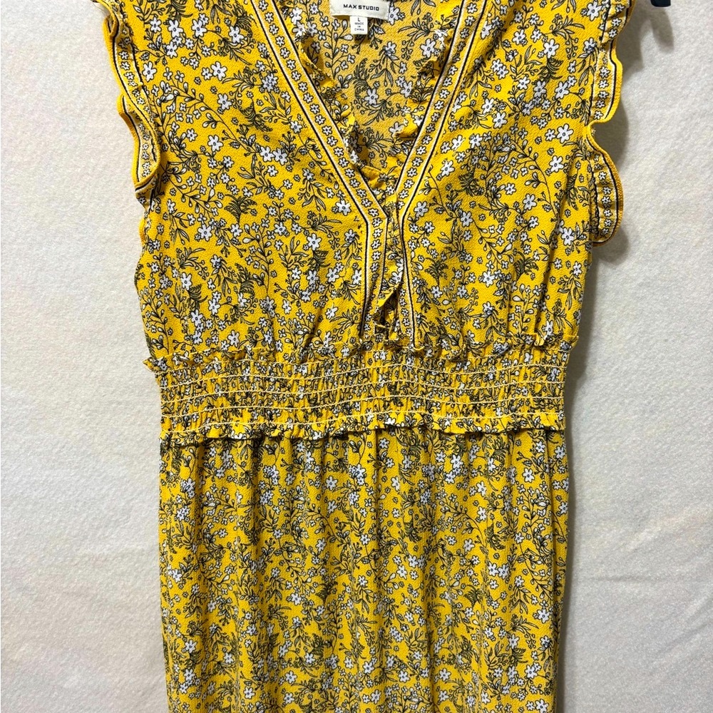 Max Studio Large Long Floral Cottage Peasant  Dress
